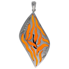 Load image into Gallery viewer, 925 Sterling Silver Various Color Striped Resin Pendant 1 11/16 Inches Long
