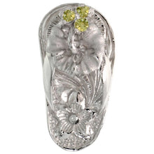 Load image into Gallery viewer, 925 Sterling Silver CZ Hawaiian Hibiscus Flip Flops Pendant 3/4 Inch (19mm) Tall
