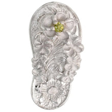 Load image into Gallery viewer, 925 Sterling Silver CZ Plumeria Flip Flops Pendant 13/16 Inch (21mm) Tall
