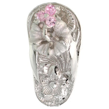 Load image into Gallery viewer, 925 Sterling Silver CZ Hawaiian Hibiscus Flip Flops Pendant 3/4 Inch (19mm) Tall
