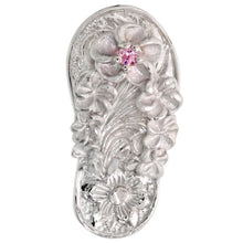 Load image into Gallery viewer, 925 Sterling Silver CZ Plumeria Flip Flops Pendant 13/16 Inch (21mm) Tall
