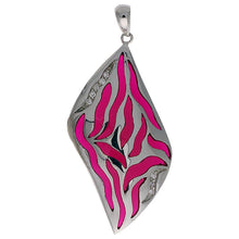 Load image into Gallery viewer, 925 Sterling Silver Various Color Striped Resin Pendant 1 11/16 Inches Long
