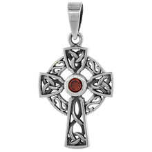 Load image into Gallery viewer, 925 Sterling Silver Large Celtic Cross with CZ Pendant 1 1/8 (28mm) Inch Tall

