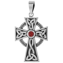 Load image into Gallery viewer, 925 Sterling Silver CZ Celtic Cross w/ Trinity Motifs Pendant 1 1/4 (31mm) Inch
