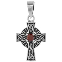 Load image into Gallery viewer, 925 Sterling Silver CZ Celtic Cross w/ Trinity Motif Pendant 1 (25mm) Inch Tall
