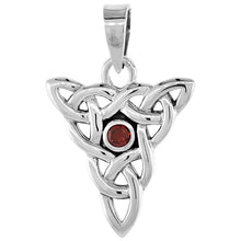 Load image into Gallery viewer, 925 Sterling Silver Triquetras Trinity Knot Pendant with CZ 1 (25mm) Inch Tall
