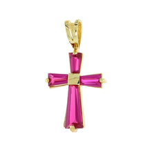 Load image into Gallery viewer, 925 Sterling Silver Colored CZ Maltese Cross Pendant 3/4 Inch (19mm) Long

