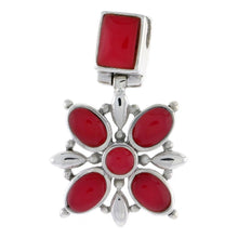 Load image into Gallery viewer, 925 Sterling Silver Flower Pendant w/ Rectangle Round Oval Shaped Resin Pendant
