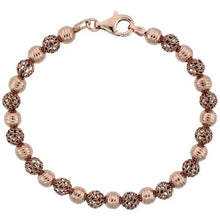 Load image into Gallery viewer, 925 Sterling Silver Corrugated Filigree Bead Bracelet Gold Finish, 7" Long
