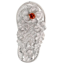 Load image into Gallery viewer, 925 Sterling Silver CZ Plumeria Flip Flops Pendant 13/16 Inch (21mm) Tall
