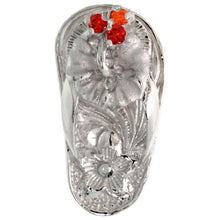 Load image into Gallery viewer, 925 Sterling Silver CZ Hawaiian Hibiscus Flip Flops Pendant 3/4 Inch (19mm) Tall
