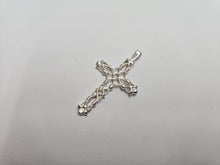 Load image into Gallery viewer, 925 Sterling Silver Thin Wire and Bead Cross Pendant 1 5/8 Inch Tall (41mm)
