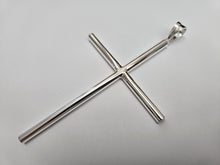 Load image into Gallery viewer, 925 Sterling Silver Large Plain 5mm Tubular Cross Pendant 4 Inch (100mm) Tall
