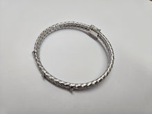 Load image into Gallery viewer, 925 Sterling Silver Double Woven Flexible Bracelet with CZ Accents 8mm, 7" Long
