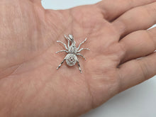 Load image into Gallery viewer, 925 Sterling Silver CZ Textured Filigree Spider Pendant 1 Inch (25mm) Tall
