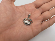Load image into Gallery viewer, 925 Sterling Silver Antiqued Finish Floral Crown Pendant 3/4 (19mm) Inch Tall
