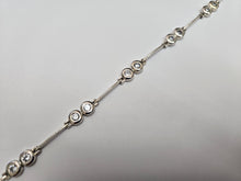 Load image into Gallery viewer, 925 Sterling Silver Fine Double Circle Station Bracelet with CZ 7.5" Long
