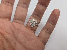 Load image into Gallery viewer, 925 Sterling Silver Plain Filigree Heart Ring for Women 1/2 Inch (13mm) Long

