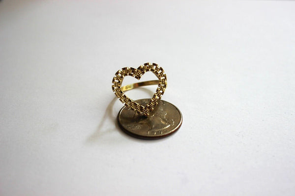 10K Solid Yellow Gold Heart Frame Ring