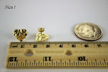 Load image into Gallery viewer, 14K Yellow Gold Diamond Cut Heart Nugget Stud Earrings
