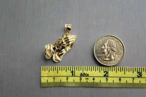 10K Solid Yellow Gold Praying Hands Pendant Charm