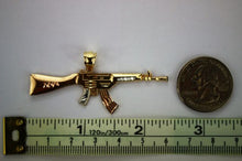 Load image into Gallery viewer, Authentic 10K Solid Yellow White Rose Gold Tri-Color Gun Rifle Pendant Charm
