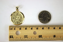 Load image into Gallery viewer, 10K Solid Yellow Gold Aztec Mayan Sun Calendar Pendant
