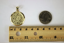 Load image into Gallery viewer, 14K Solid Yellow Gold Aztec Mayan Sun Calendar Pendant
