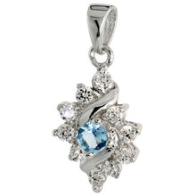 Load image into Gallery viewer, 925 Sterling Silver CZ Birthstone Diamond-Shaped Pendant 1/2 Inch (13mm) Long
