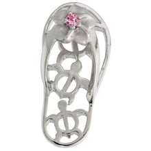 Load image into Gallery viewer, 925 Sterling Silver CZ Hawaiian Plumeria Flip Flops Pendant 1 Inch (25mm) Tall
