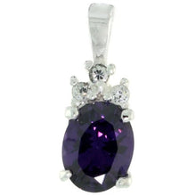 Load image into Gallery viewer, 925 Sterling Silver Oval CZ Clear Cut Birthstone Pendant 9x7mm Various Colors
