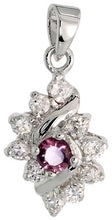 Load image into Gallery viewer, 925 Sterling Silver CZ Birthstone Diamond-Shaped Pendant 1/2 Inch (13mm) Long

