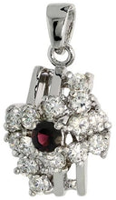 Load image into Gallery viewer, 925 Sterling Silver Cocktail CZ Birthstone Pendant 1/2 Inch (13mm) Long

