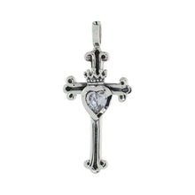 Load image into Gallery viewer, 925 Sterling Silver Claddagh Cross Pendant with CZ 1 1/4 (31mm) Inch Tall
