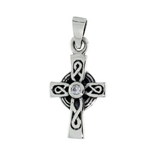 Load image into Gallery viewer, 925 Sterling Silver CZ Celtic Cross w/ Infinity Symbol Pendant 1 1/8 (28mm) Inch
