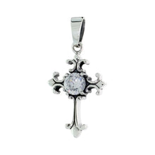 Load image into Gallery viewer, 925 Sterling Silver Nativity Cross Pendant with Large CZ 1 1/16 (27mm) Inch Tall
