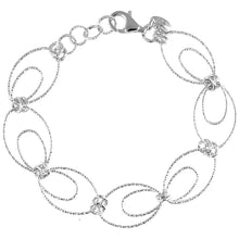 Load image into Gallery viewer, 925 Sterling Silver Wire Oval Hoops Bracelet Diamond Cut 14mm, 7.5" Long
