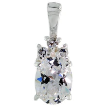 Load image into Gallery viewer, 925 Sterling Silver Oval CZ Clear Cut Birthstone Pendant 9x7mm Various Colors
