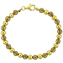 Load image into Gallery viewer, 925 Sterling Silver Polished Filigree Bead Bracelet Gold Finish, 7" Long
