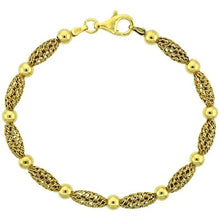 Load image into Gallery viewer, 925 Sterling Silver Thin Oval Filigree Bead Bracelet Gold Finish, 7" Long
