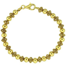 Load image into Gallery viewer, 925 Sterling Silver Spheroid Filigree Bead Bracelet Gold Finish, 7" Long

