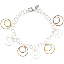 Load image into Gallery viewer, 925 Sterling Silver Wire Hoop Circles Bracelet Diamond Cut 22mm, 8" Long
