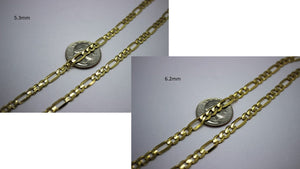 14K Yellow Gold Solid Figaro Chain 1.9mm-6.2mm