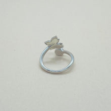 Load image into Gallery viewer, 925 Sterling Silver Blue Synthetic Opal Open Circling Butterfly Ring
