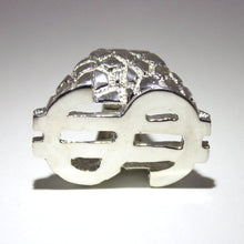 Load image into Gallery viewer, 925 Sterling Silver Large Dollar Sign Diamond Cut Finish Nugget Ring
