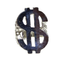 Load image into Gallery viewer, 925 Sterling Silver Large Dollar Sign Diamond Cut Finish Nugget Ring
