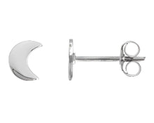 Load image into Gallery viewer, 925 Sterling Silver Tiny Half Moon Stud Earrings
