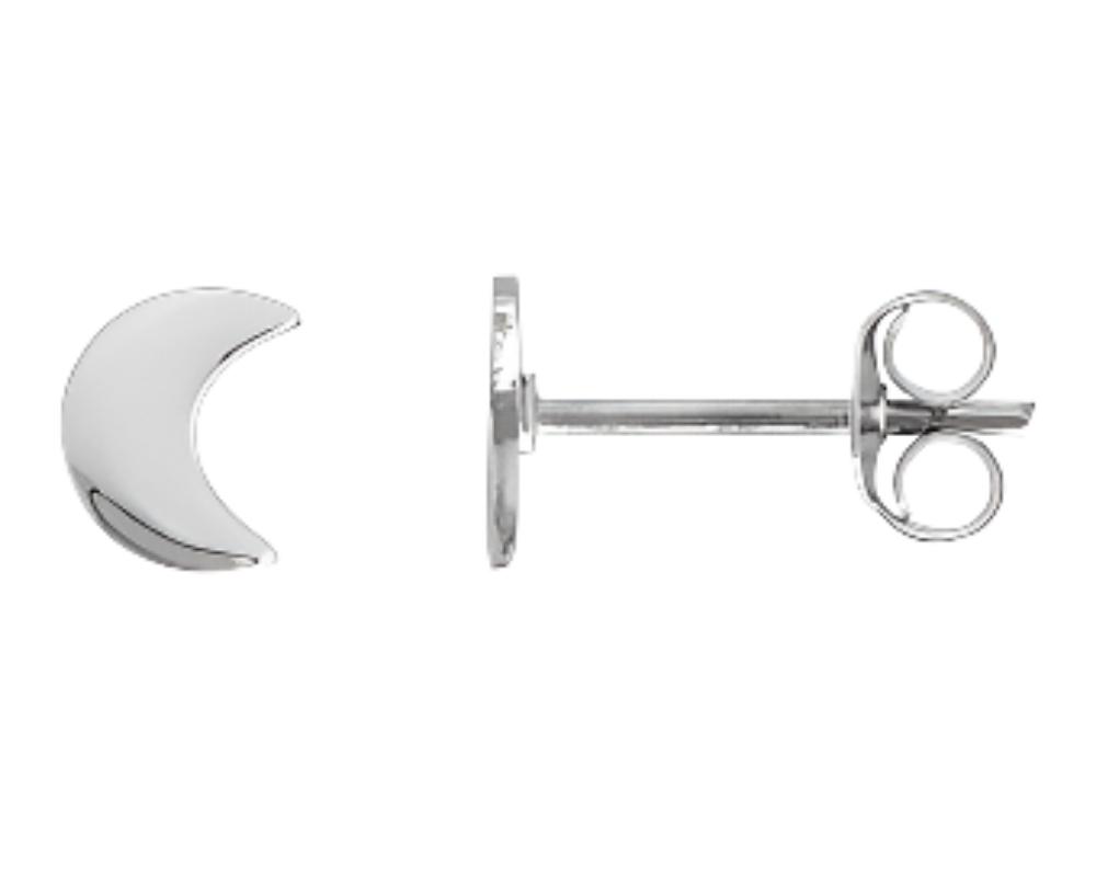 925 Sterling Silver Tiny Half Moon Stud Earrings