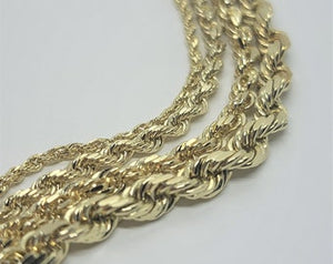 Authentic 10K Solid Yellow Gold Rope Necklace Chain