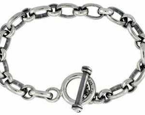 925 Sterling Silver Round & Oval Rolo Link Bracelet Chain